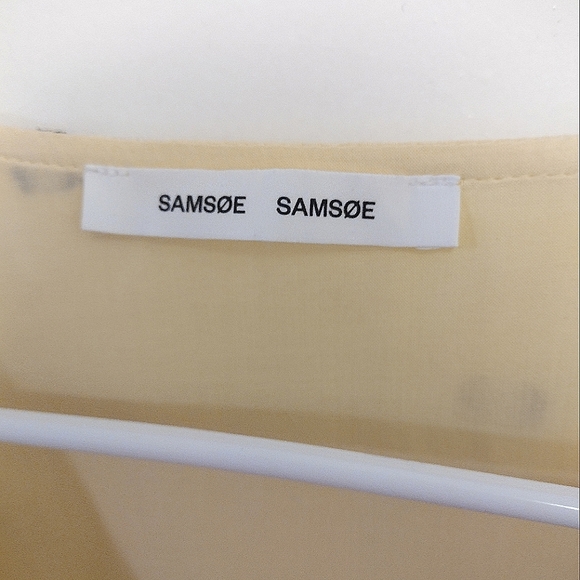 SAMSOE Mini Floral Printed Wrap Dress Yellow Small With Sash Tie V-Neck - Picture 5 of 9